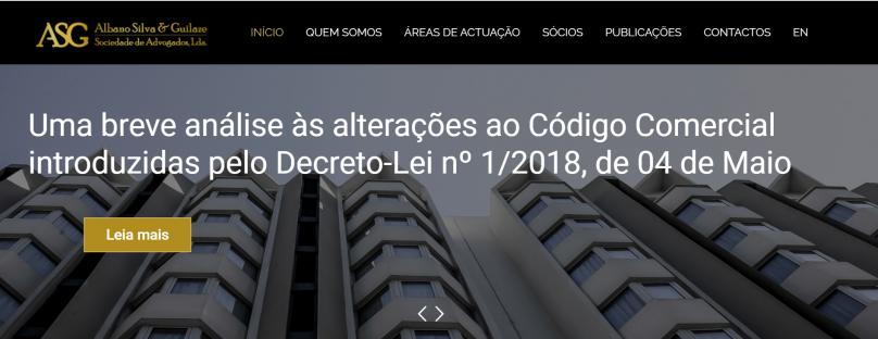 novo site da ASG, Sociedade de Advogados lança