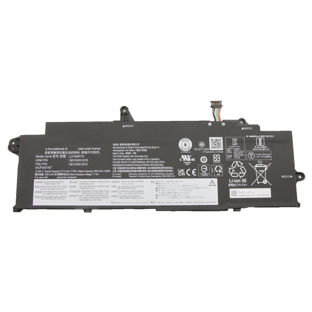 Bateria L21L4P73 para Laptop Lenovo ThinkPad T14s Gen 3 Gen 4 Series L21M4P75 21D4P74 L21B4P71 15.36V 57Wh